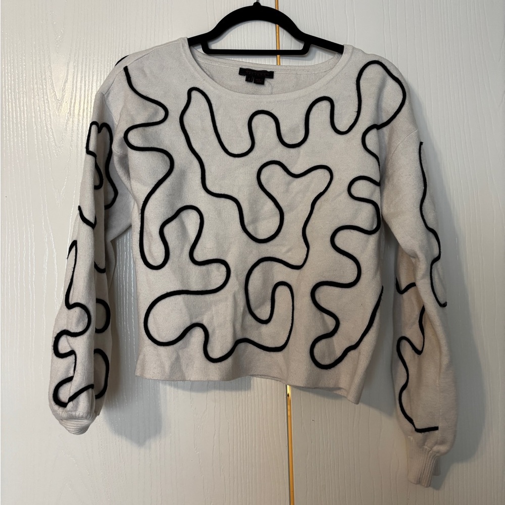 Swirly Black Design White Sweater